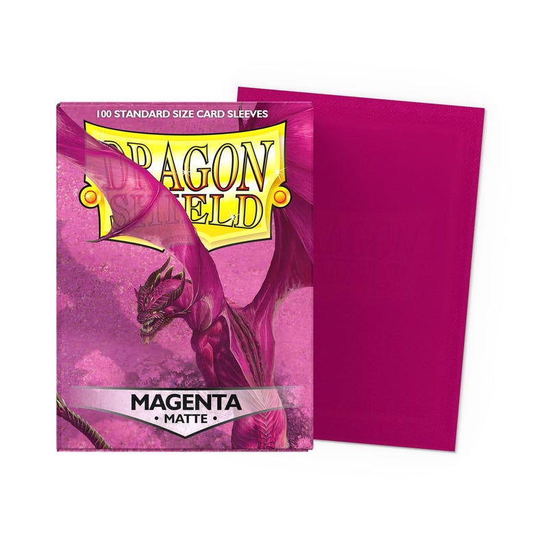 dragon shield دراغون شيلد | أكمام بطاقات بحجم قياسي غير لامعة | 100 قطعة - أكمام TCG مميزة ناعمة وقوية | متوافقة مع بوكيمون، فليش آند بلود، ون بيس وماجيك ذا غاثرنج | ماغينتا - غير لامع - Image 2